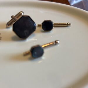 SWANK Black and Silver Cufflinks